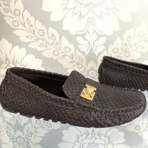LOUIS VUITTON Python Snakeskin & Leather Driving Shoe/Loafers - Picture 1 of 4